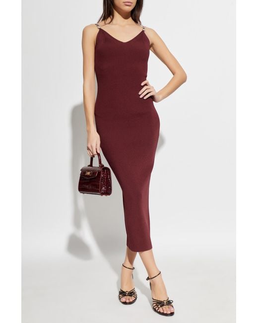Versace Brown Ribbed Dress With Single Slit