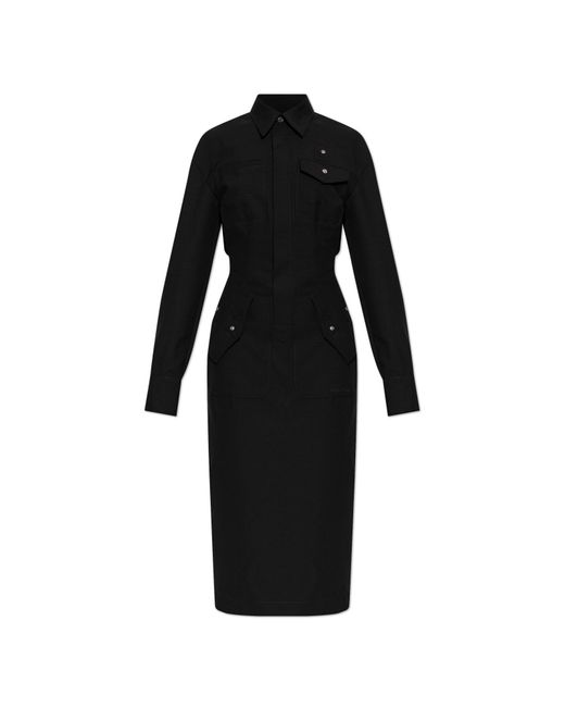 DSquared² Black Wool Dress With Back Slit