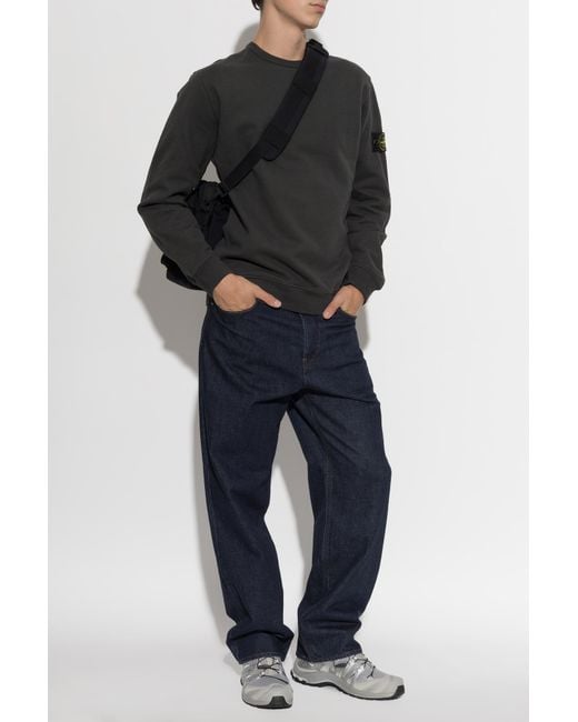 Stone Island Black Sweatshirt With Logo Patch for men