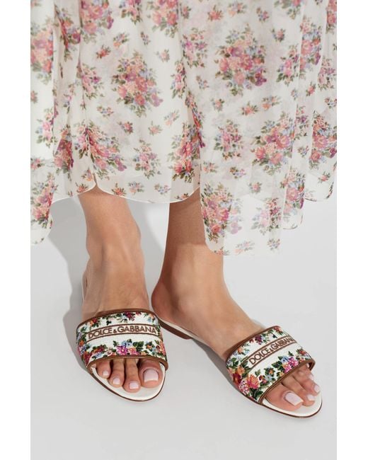 Dolce & Gabbana Multicolor Floral Motif Slides