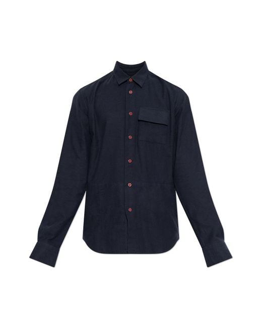 Kiton Blue Shirt With Pocket for men