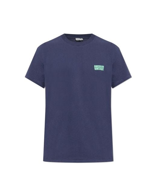 American Vintage Blue Cotton T-Shirt for men