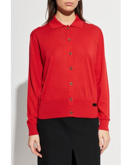 Versace Red Cardigan With Logo