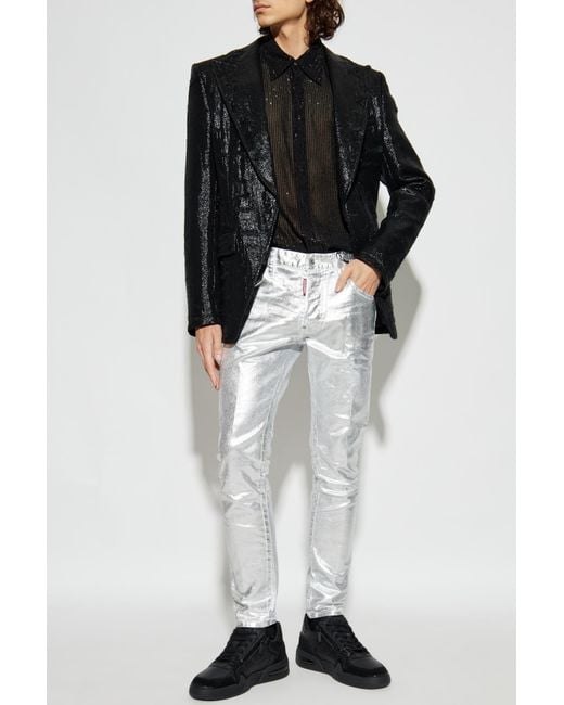 DSquared² Black Sequin Transparent Shirt for men