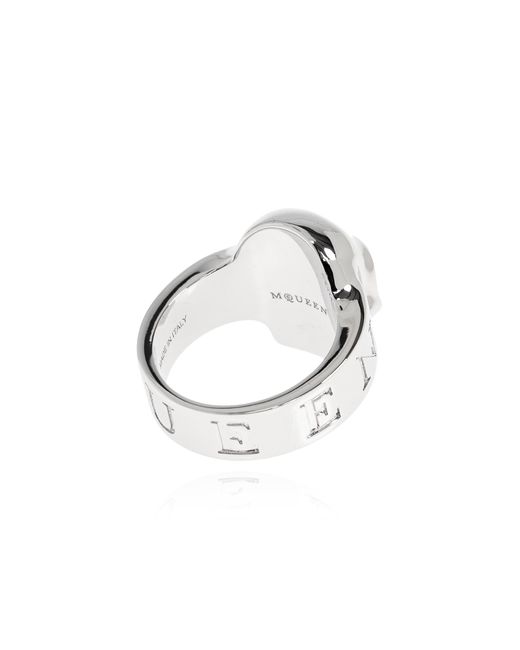 Alexander McQueen White Brass Ring for men