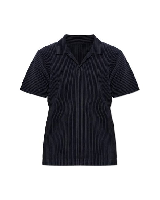 Homme Plissé Issey Miyake Black Pleated Polo for men