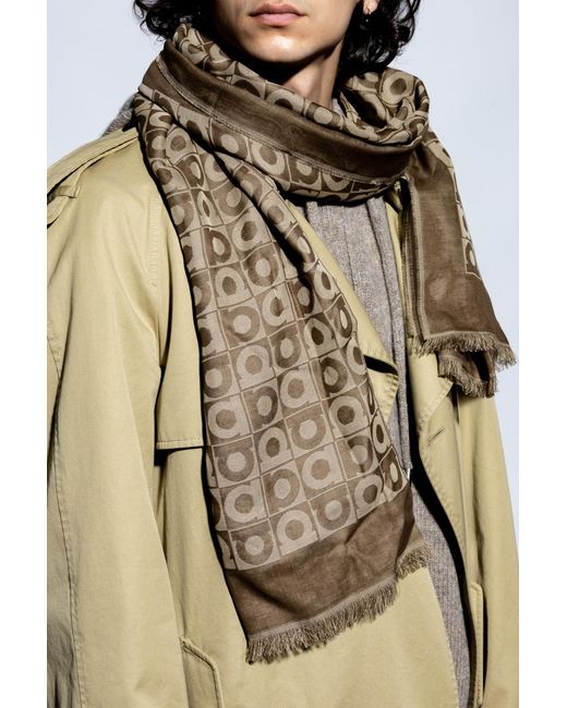 Ferragamo Brown Scarf With Monogram for men