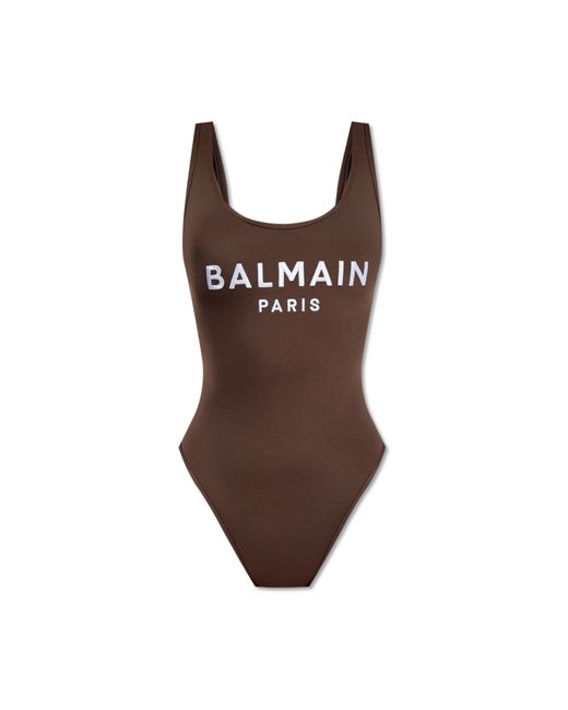 Balmain Brown One-Piece Swimsuit