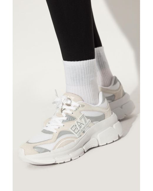 EA7 White Sports Shoes With Logo