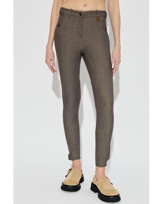 Burberry Gray Herringbone Pattern Trousers