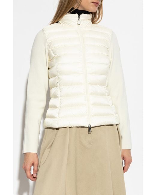 Moncler White Cardigan With Down Insert