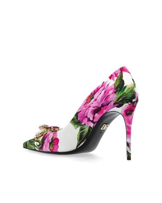 Dolce & Gabbana Floral Motif Heels in Pink | Lyst UK
