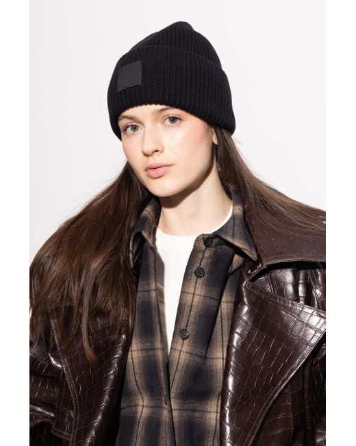Acne Black Cap With Logo Patch