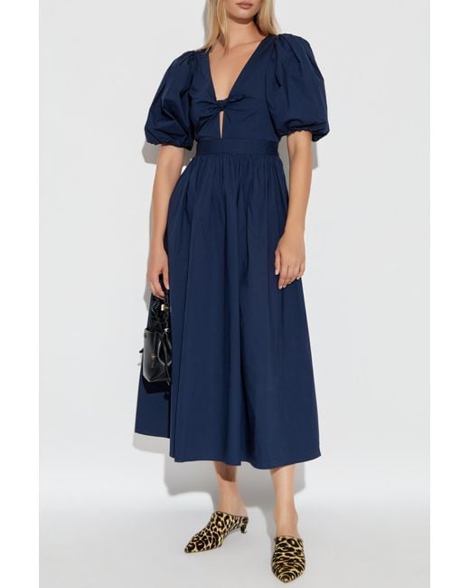 ROTATE BIRGER CHRISTENSEN Blue Dress With Puff Sleeves