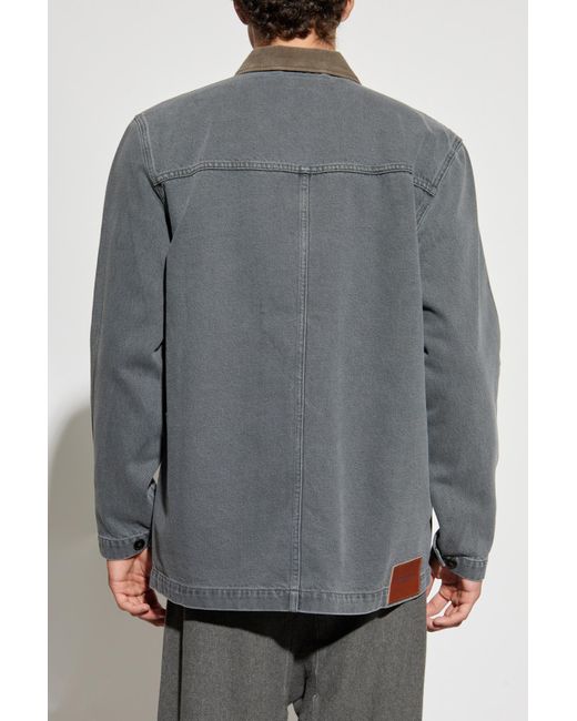 Officine Generale Gray Jacket With Corduroy Collar for men