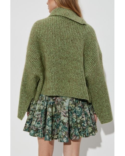 Ganni Green Wool Turtleneck