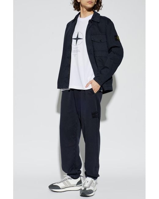 Stone Island Blue Jacket With Pocket for men