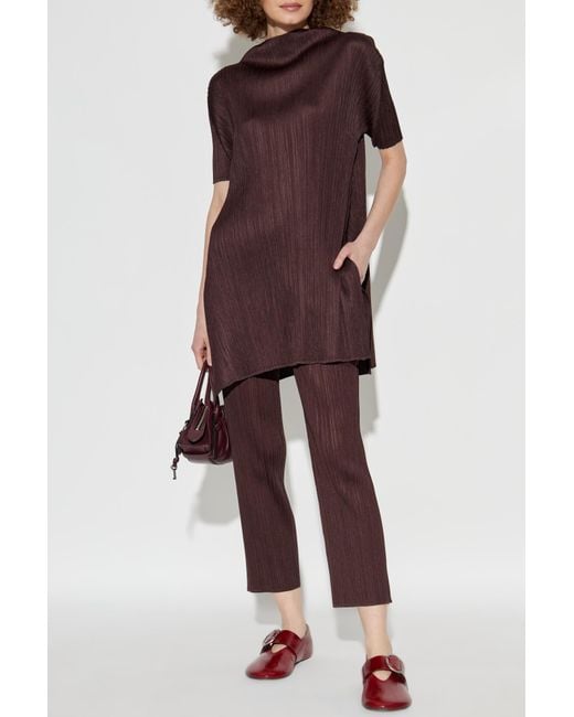 Pleats Please Issey Miyake Red Pleated Trousers