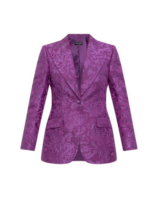 Dolce & Gabbana Purple Blazer With Floral Motif