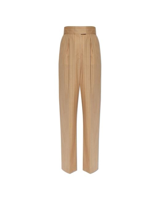 Valentino Garavani Natural Wool Trousers With Pleats