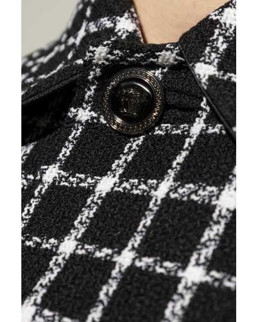 Versace Gray Plaid Pattern Coat for men