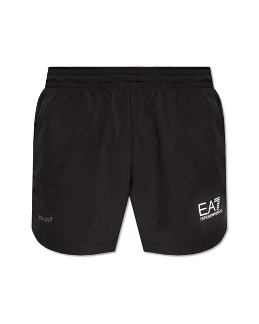EA7 Black Shorts With Logo, for men