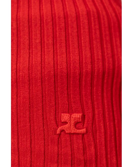 Courreges Red Ribbed Top