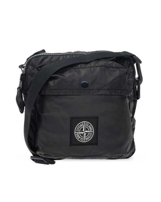 Stone Island Black Shoulder Bag With Logo for men