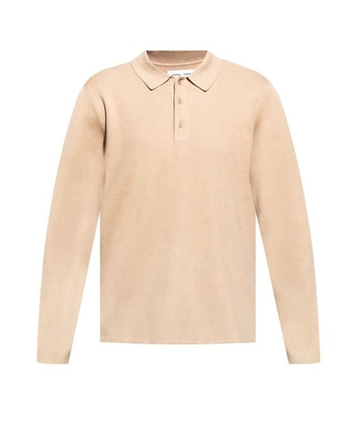 Samsøe & Samsøe Long-sleeve Polo Shirt in Beige (Natural) for Men - Lyst