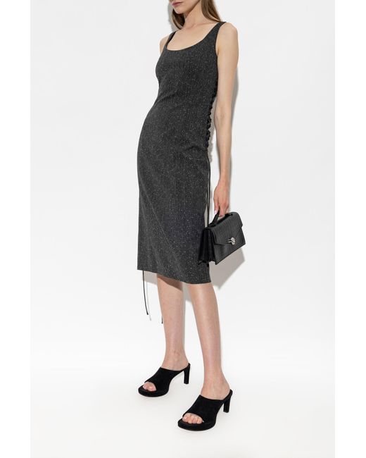 McQueen Black Wool Dress With Straps