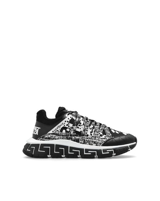 Versace Black Trigreca Leather Sneakers for men