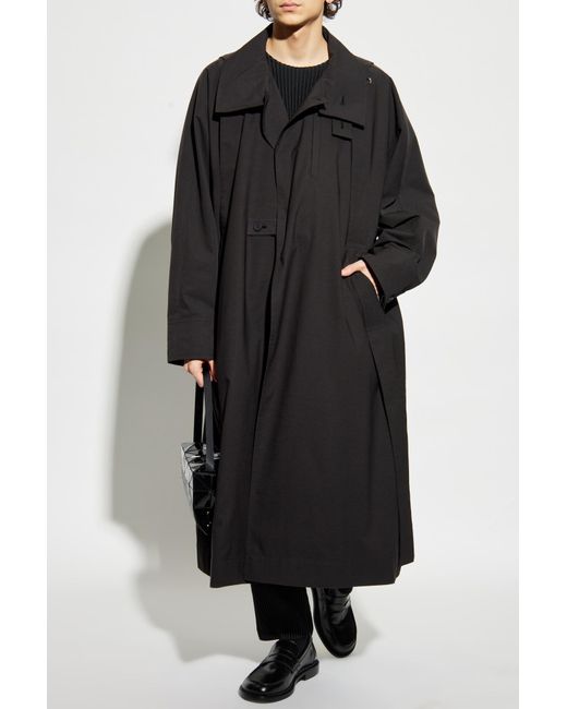 Homme Plissé Issey Miyake Black Coat With Stand-Up Collar for men