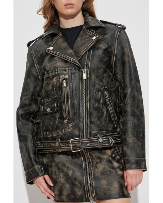 Gestuz Black Leather Jacket 'Gzrylee'