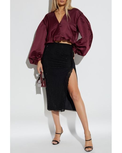 Self-Portrait Black Skirt With Shimmering Appliqués