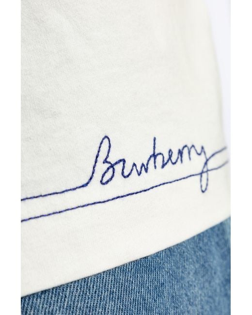 Burberry White T-shirt With A Patch, for men