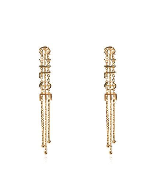 Chloé White Long Earrings With Logo