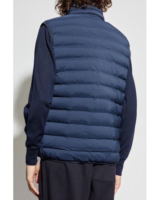 EA7 Blue Quilted Vest With Stand-Up Collar for men