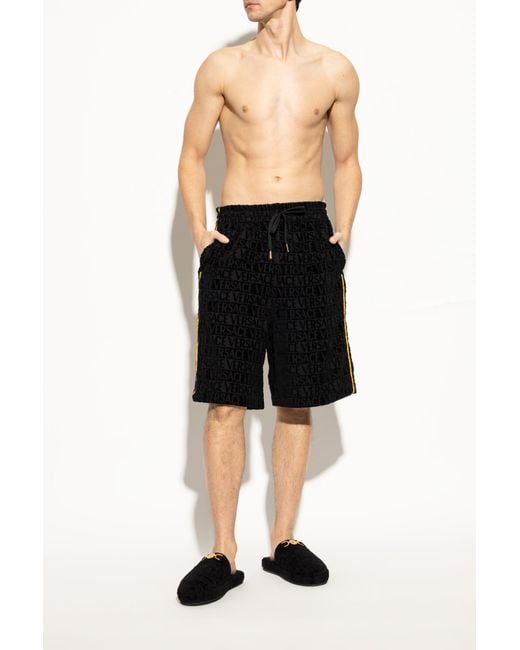 Versace Black Slippers With Logo for men