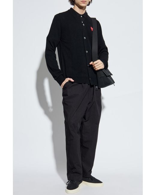 COMME DES GARÇONS PLAY Blue Cardigan With Logo Patch for men