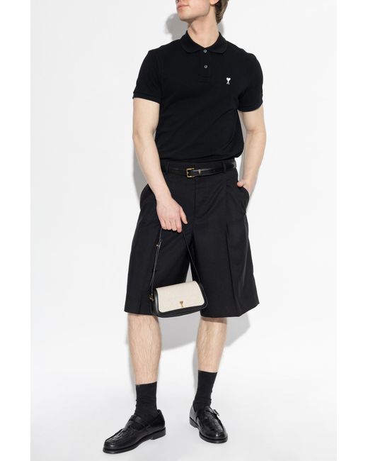 AMI Black Wool Shorts for men