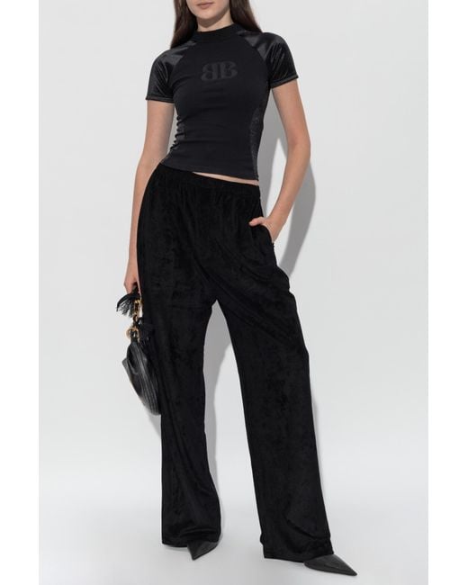 Balenciaga Black Top With Embroidered Logo