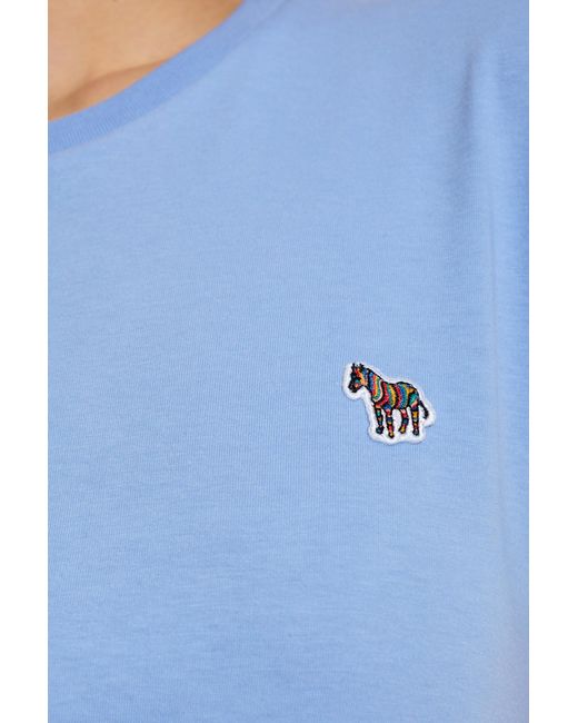 Paul Smith Blue T-Shirt With Logo Patch