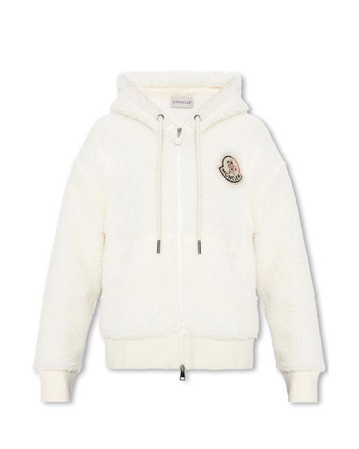 Moncler Faux Fur Hoodie in White | Lyst