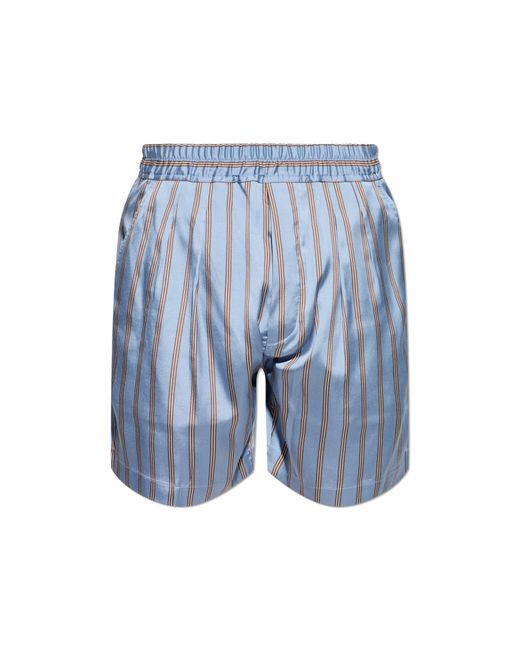 Tom Ford Blue Silk Shorts With Striped Pattern for men