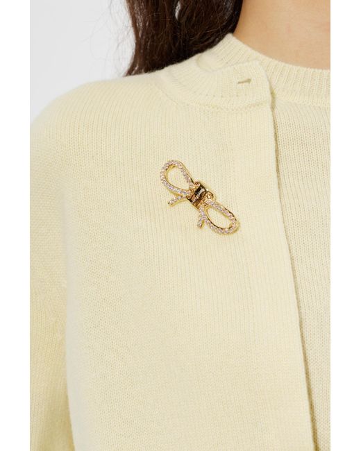 Ferragamo White Brooch With Shimmering Crystals
