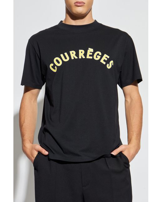Courreges Black T-Shirt With Logo for men