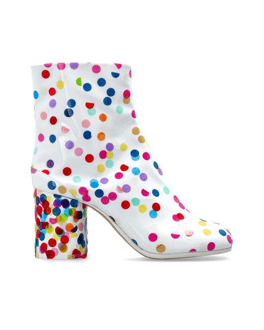 Maison Margiela White Heeled Ankle Boots With 'Tabi' Cut-Out