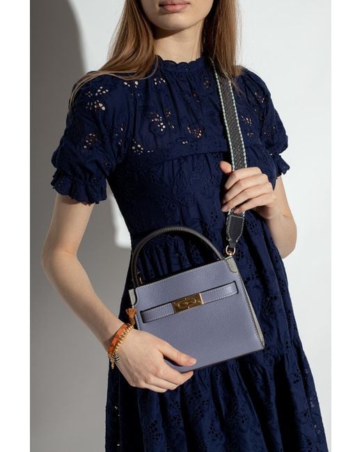 Tory Burch 'lee Radziwill Petite' Shoulder Bag in Purple