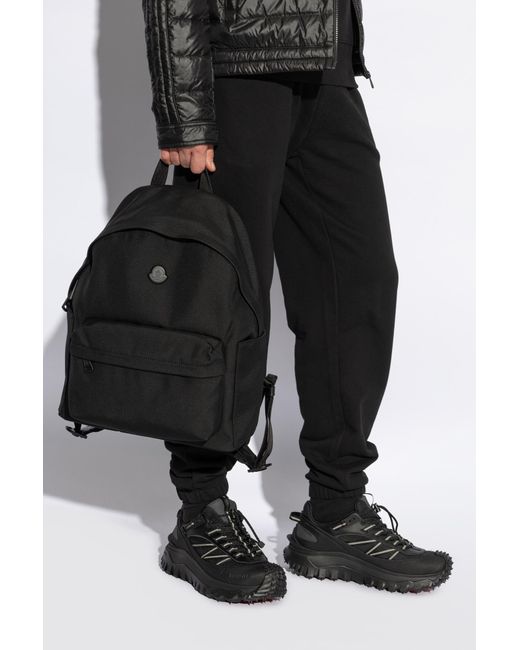Moncler Black Backpack With Logo for men
