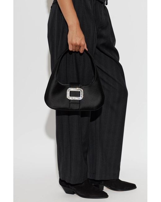 Roger Vivier Black Satin Shoulder Bag 'Pilgrim'